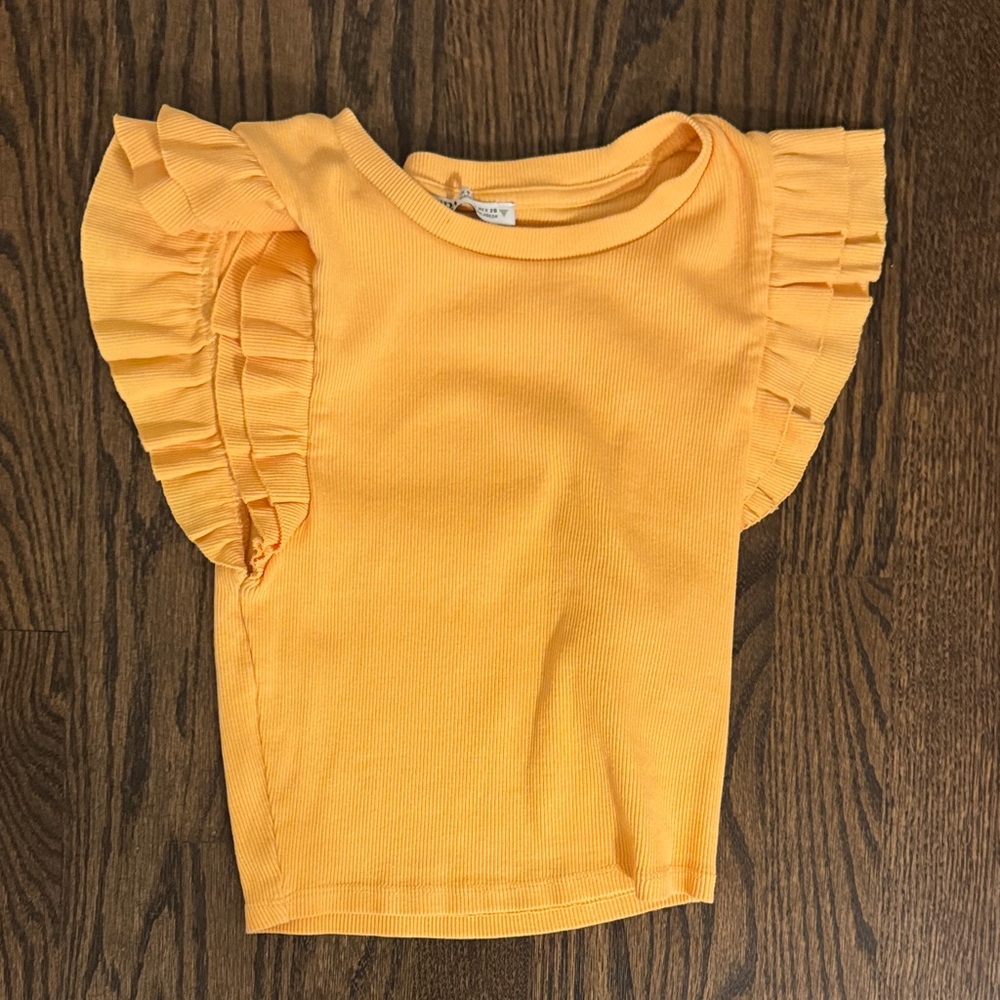 Yellow Ruffle Sleeve Kids Top